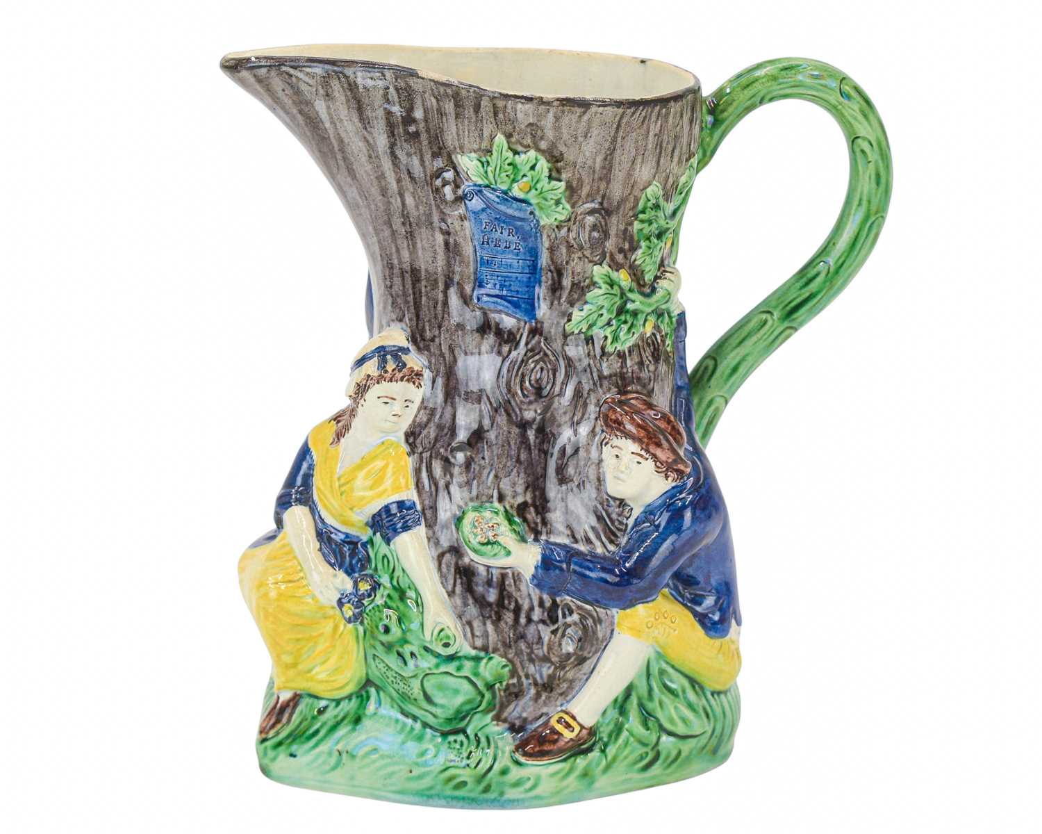 Lot 602 - A pearlware 'Fair Hebe' jug, circa 1789, celebrating George III's recovery.