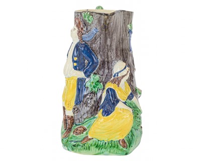 Lot 602 - A pearlware 'Fair Hebe' jug, circa 1789, celebrating George III's recovery.