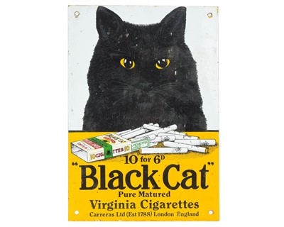 Lot 188 - A decorative enamel 'Black Cat' cigarette advertising sign.
