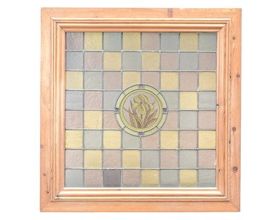 Lot 208 - A framed stained glass panel.