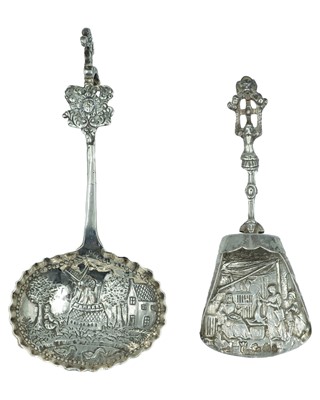 Lot 361 - Two imported silver caddy spoons.