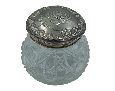 Lot 341 - An Edward VII silver lidded cosmetic jar by James Deakin & Sons.