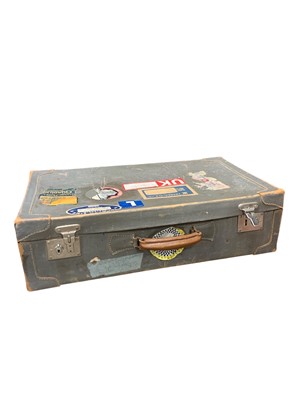 Lot 656 - A vintage grey leather Cheney suitcase.