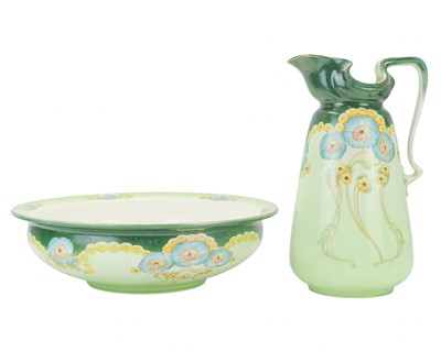 Lot 571 - An Art Nouveau wash bowl and jug.
