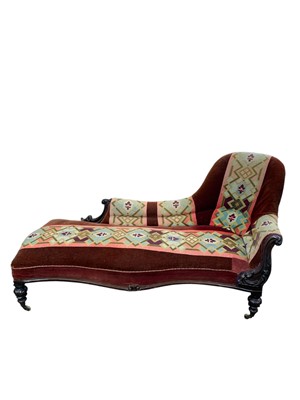 Lot 858 - A Victorian mahogany chaise longue.