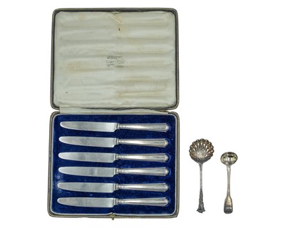 Lot 350 - A silver sugar sifter spoon by Cooper Brothers.