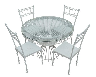 Lot 431 - A garden table and a set of four chairs.