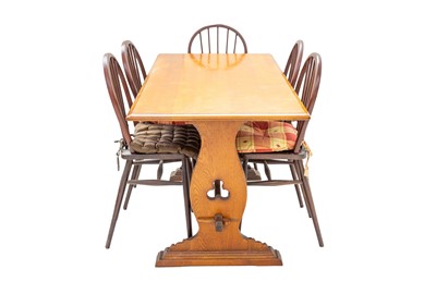 Lot 847 - An oak refectory type dining table.