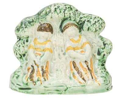 Lot 628 - A Staffordshire Pratt ware figure group of the babes in the wood.