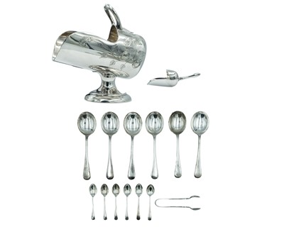 Lot 241 - A set of six silver Old-English pattern coffee spoons by Atkin Brothers.