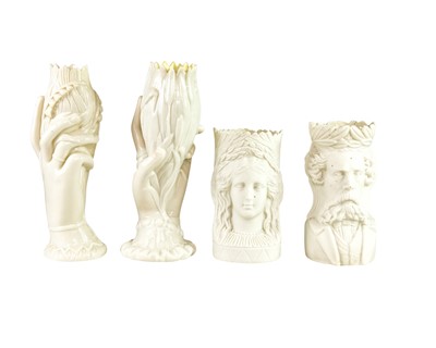 Lot 505 - A Victorian glazed parian novelty hand vase.