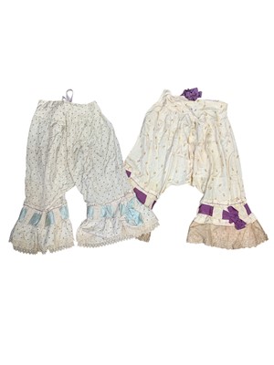Lot 644 - Two pairs of patterned silk bloomers.