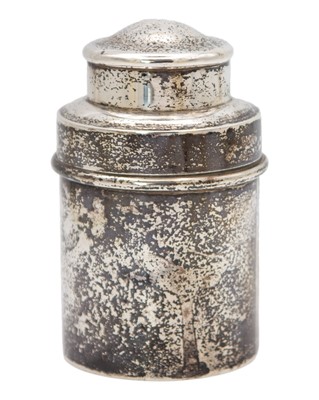 Lot 253 - An Indian silver tea cannister by Dutt, Calcutta.