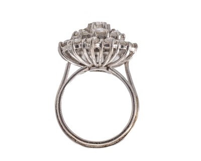 Lot 202 - An 18k white gold old mine-cut and rose-cut diamond set cluster ring.