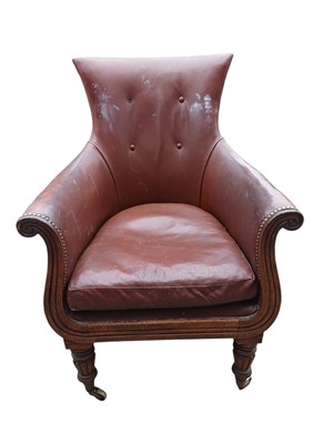 Lot 899 - A Regency mahogany library armchair, in the Gillows manner.