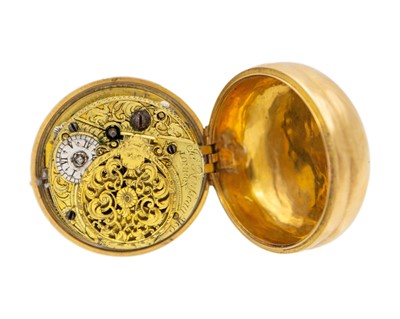Lot A rare early 18th-century gold pair case fusee verge pocket watch, signed ROUSSEAU LONDON.