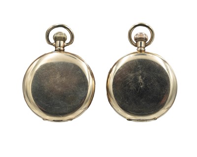 Lot 533 - Two gold-plated keyless wind open face lever pocket watches.