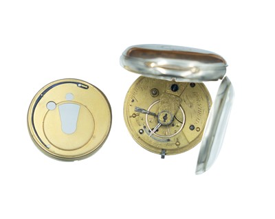 Lot 529 - A silver-cased key-wind lever pocket watch with wind down/up subsidiary dial.