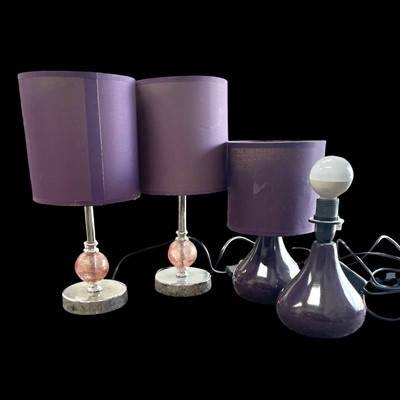 Lot 61 - Four side lamps, the larger ones are 33cm tall,...