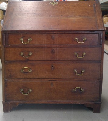 Lot 17 - A George III Oak Bureau. 107cm tall, 92cm wide...