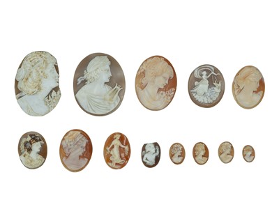 Lot 448 - A selection of antique shell cameo panels.