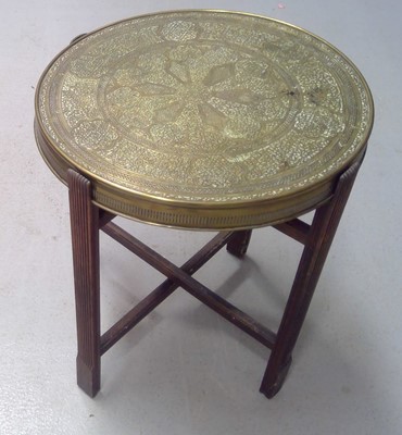 Lot 77 - A 50cm diameter Brass Tray Table.