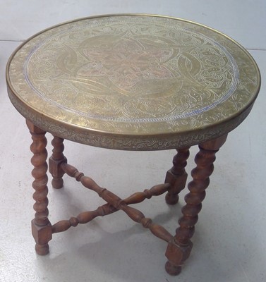 Lot 54 - A 60cm diameter Brass Tray Table.
