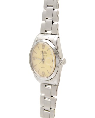 Lot 662 - ROLEX - An Oyster Perpetual Air-King Date stainless steel gentleman's bracelet wristwatch.