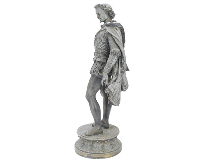 Lot 48 - A Victorian cast spelter figure of a meadeval swords man.