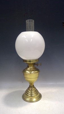 Lot 75 - A Brass Oil Lamp, 50cm tall, 17cm in diameter.