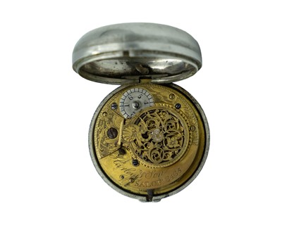 Lot 526 - A George III silver pair-case fusee verge pocket watch, signed Hartley & Son, Salop 3435.
