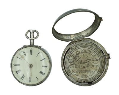 Lot 527 - Two George III silver-cased fusee verge pocket watches for repair or spares.