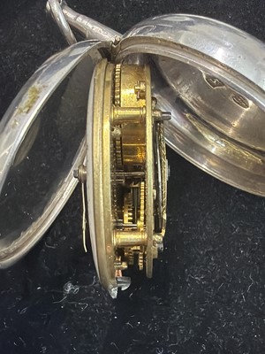 Lot 527 - Two George III silver-cased fusee verge pocket watches for repair or spares.