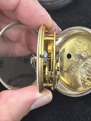 Lot 527 - Two George III silver-cased fusee verge pocket watches for repair or spares.