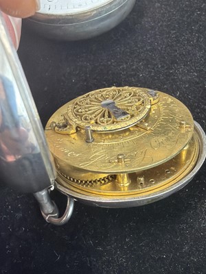 Lot 527 - Two George III silver-cased fusee verge pocket watches for repair or spares.
