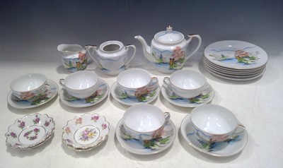 Lot 83 - A Japanese Geisha Teaset and Four European...