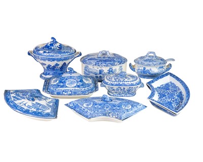 Lot 603 - A collection of blue transfer printed tureens.