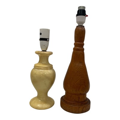 Lot 87 - A Marble table lamp, 20cm high, with a turned...