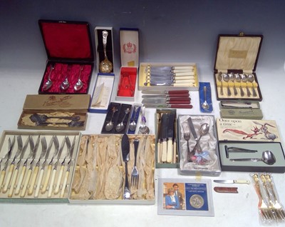 Lot 91 - Plated Cutlery Boxed and Loose, Napkins and...