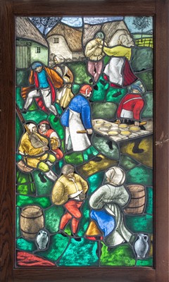 Lot 119 - A leaded stained glass panel, Low Countries, early 20th century.