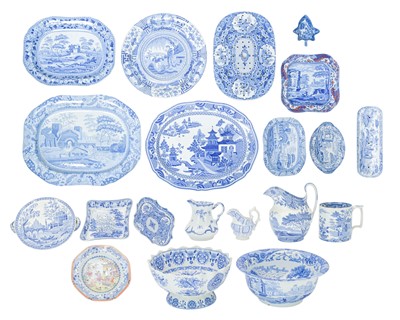 Lot 613 - A large collection of blue and white transfer printed ware.