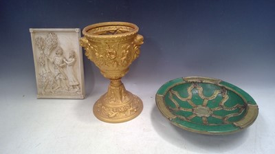 Lot 36 - A Cast Alloy Urn, a Ceramic Bowl with Applied...