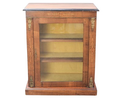 Lot 811 - A Victorian walnut, inlaid and gilt metal mounted display cabinet.