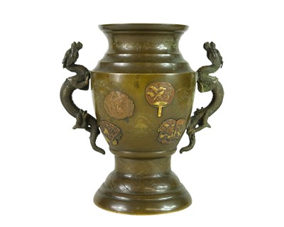 Lot 372 - A Japanese bronze and mixed metal vase.