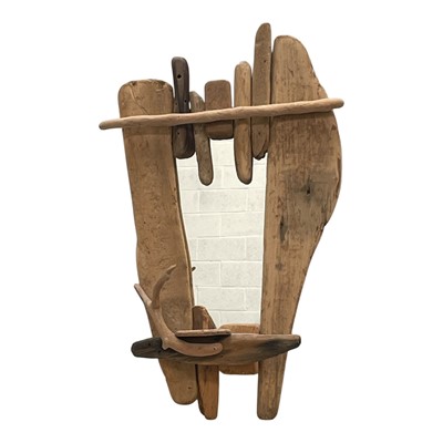 Lot 128 - A scratch-built Driftwood mirror. 45 x 70cm.