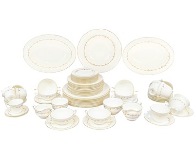 Lot 585 - A Royal Worcester 'Gold Chantilly' pattern dinner, tea and coffee service.