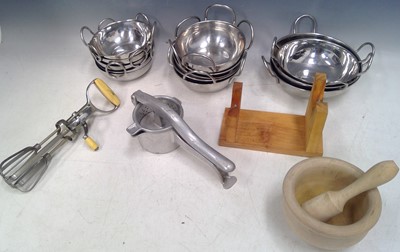 Lot 141 - Vintage Whisk and Masher, a Wooden Pestle and...
