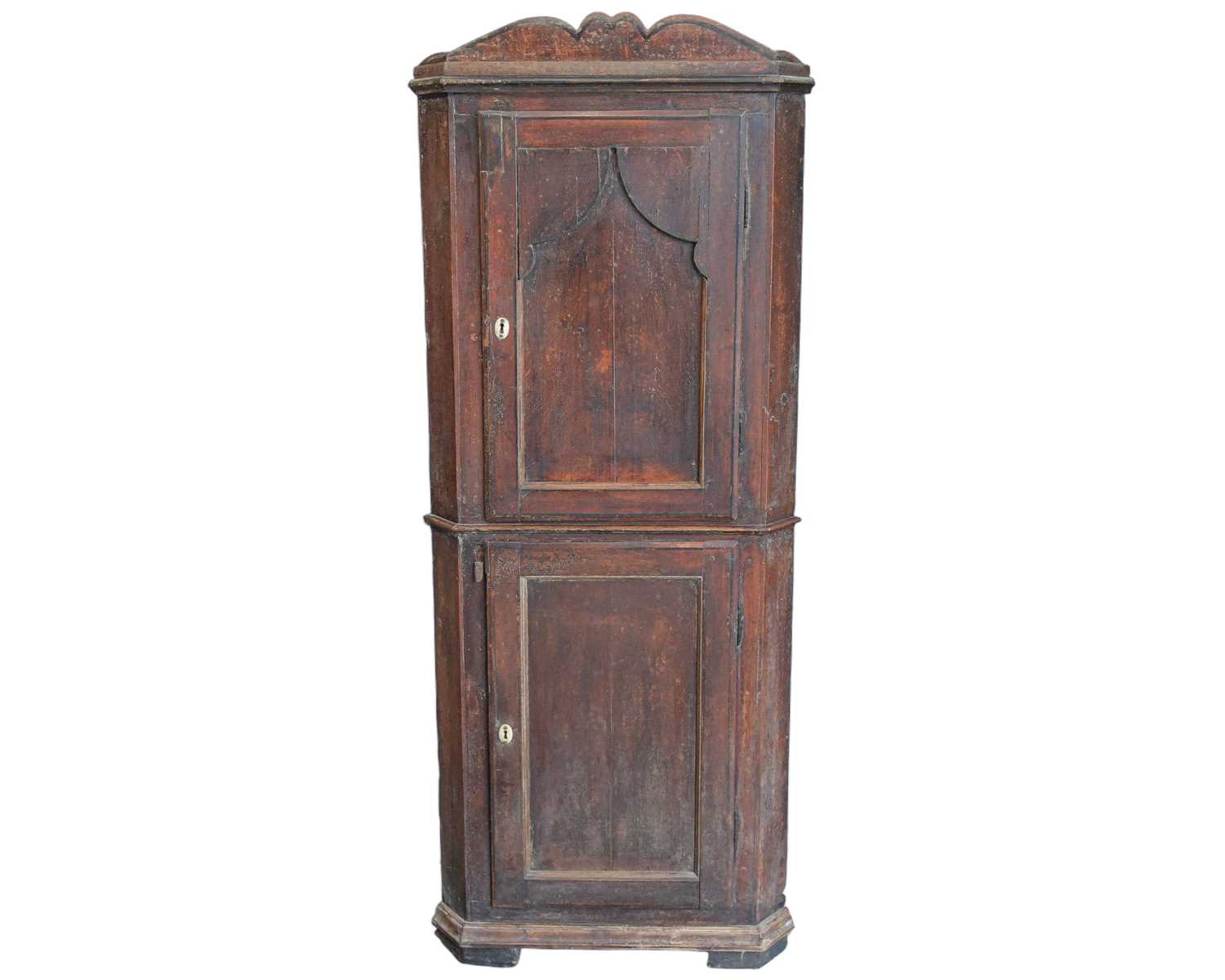Lot 738 - A 19th century painted pine floor standing corner cupboard.