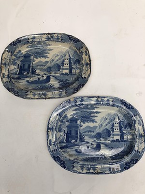 Lot 843 - A pair of 19th century pearlware blue and...