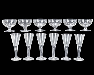 Lot 580 - A set of six champagne coupes.